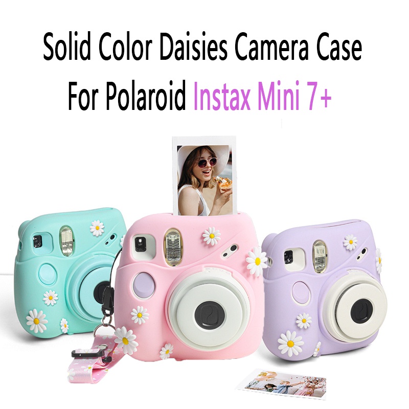 Ốp Điện Thoại Silicon Dẻo Màu Trơn Đính Hoa Cúc Xinh Xắn Cho Polaroid Instax Mini 7 +
