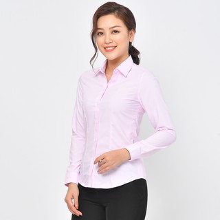 [ HÀNG CÓ SẴN CHÍNH HÃNG THÁI HÒA ] Áo sơ mi nữ tay dài Thái Hòa trơn - Màu hồng- 047-03