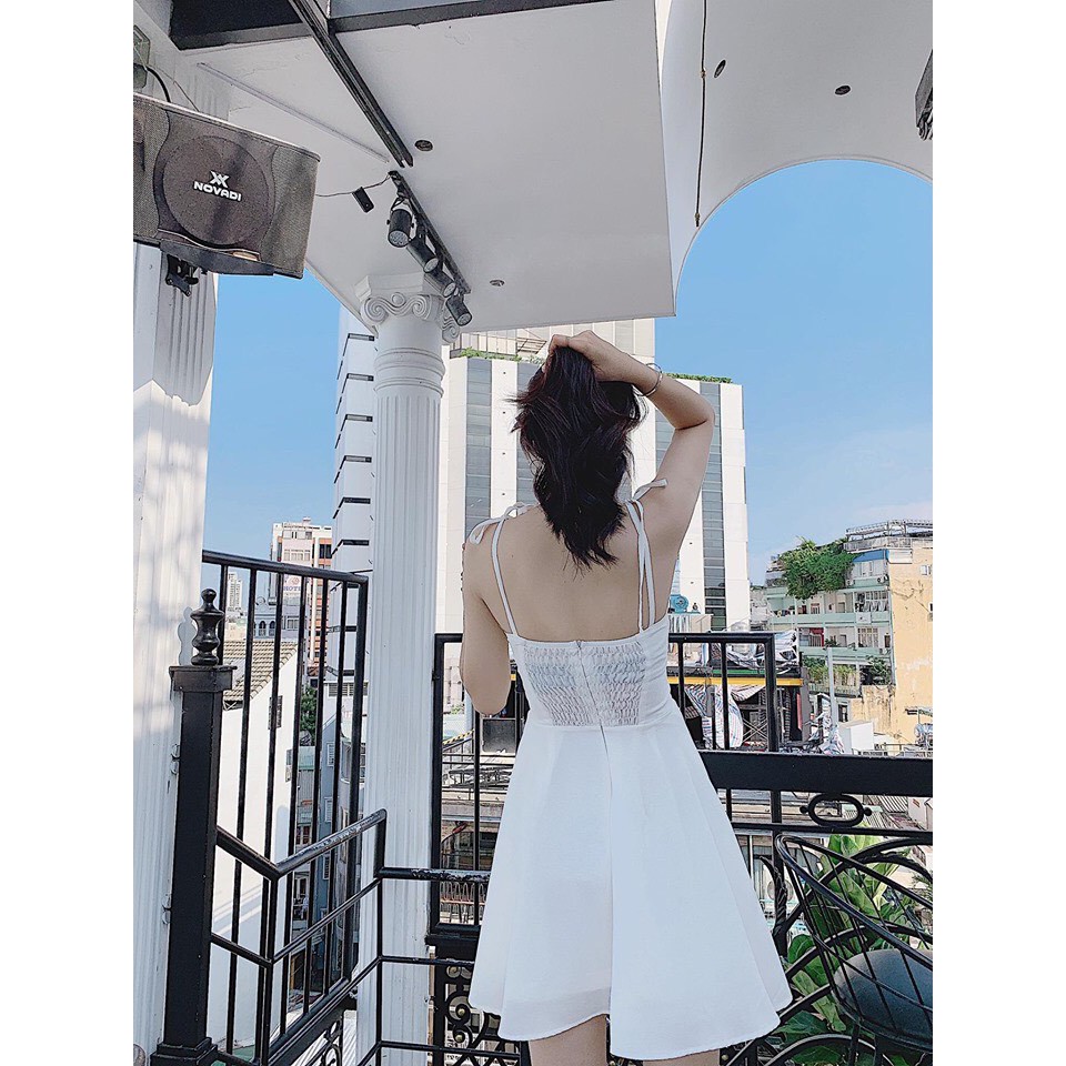 ĐẦM 2 DÂY THẮT NƠ VAI.