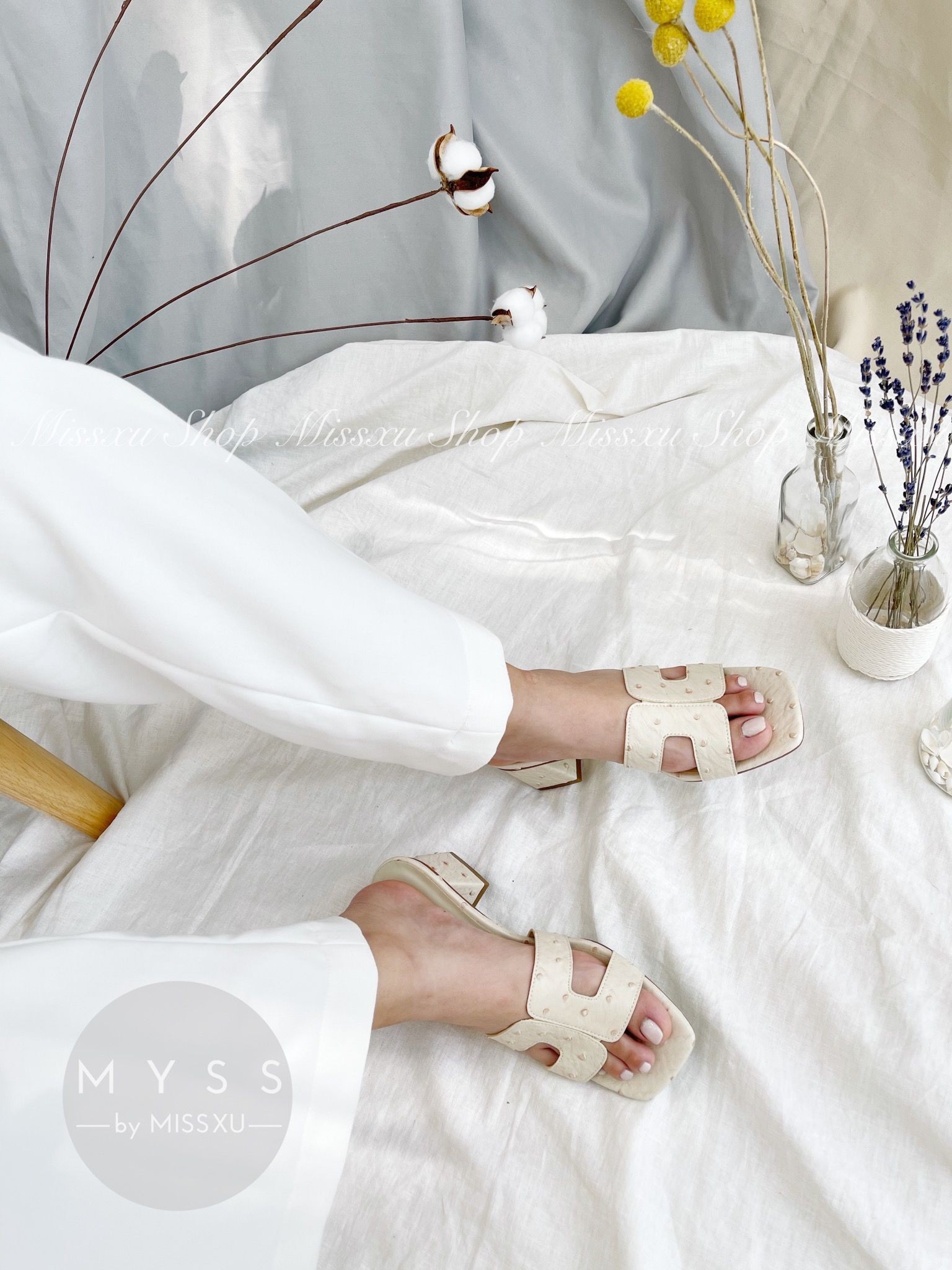 Giày guốc nữ chữ H gót trụ 5cm thời trang MYSS - SU109