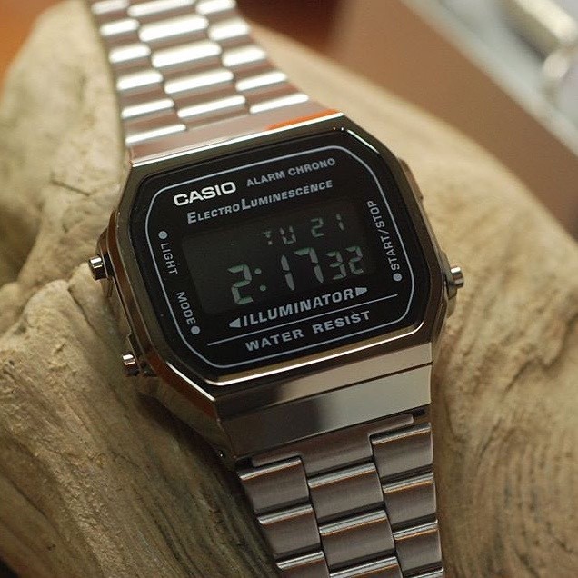 Đồng hồ Nam dây thép Casio Nam A168WGG-1BDF chính hãng bảo hành 1 năm Pin trọn đời
