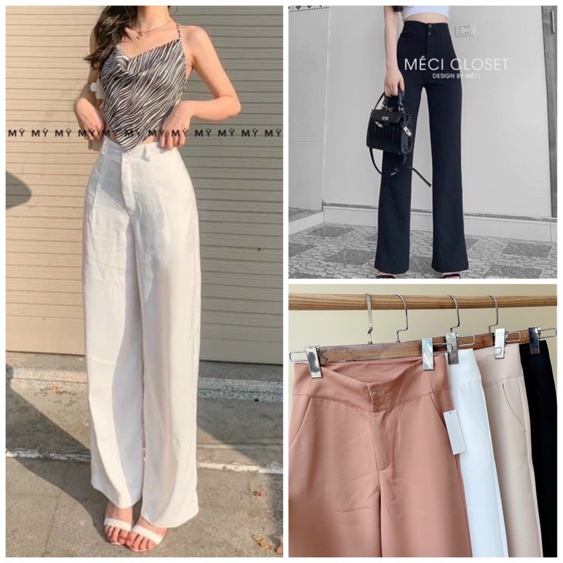 quần ống rộng suông 3 nút lưng cao đủ size
