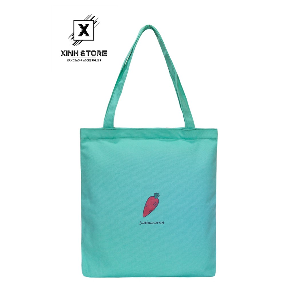 Túi Vải Đeo Vai Tote Bag Cà Rốt Xanh Ngọc XinhStore