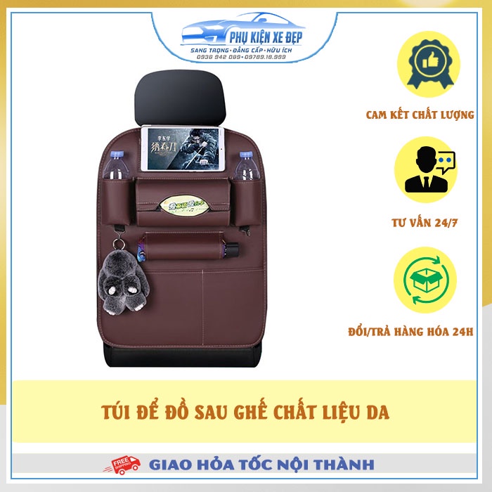 Túi để đồ lưng ghế ô tô bằng DaHÀNG LOẠI Ithêm không gian đựng đồ trên xe tiện lợi thẩm mỹ