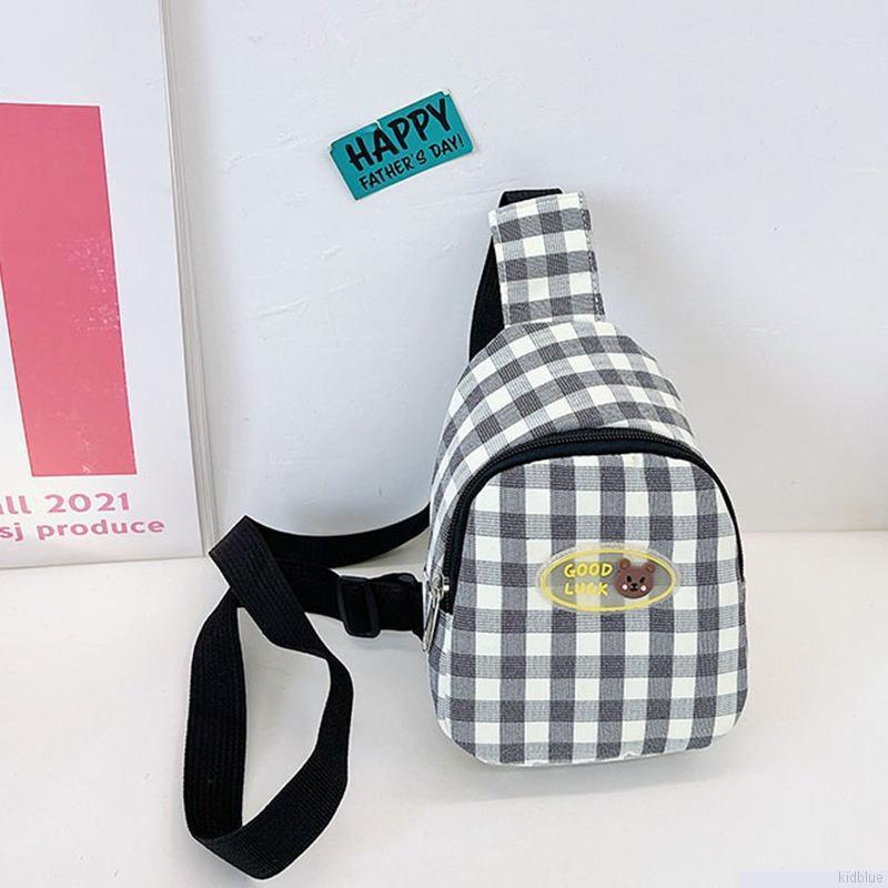 Túi đeo chéo họa tiết caro thời trang nhiều màu tùy chọn cho bé trai và bé gái
