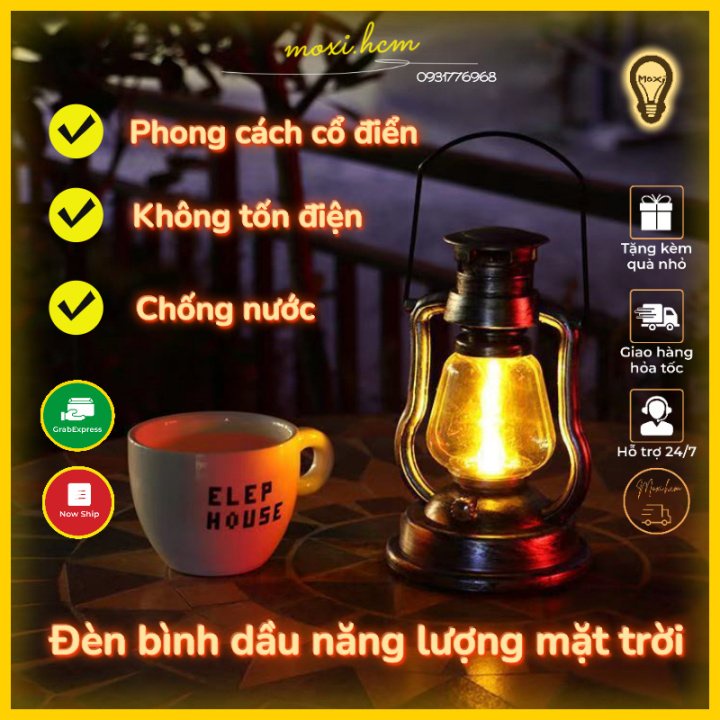 【HÀNG SẴN】Đèn Bình Dầu Treo VINTAGE Trang Trí DECOR Sân Vườn Sử Dụng Năng Lượng Mặt Trời chống nước MOXI.