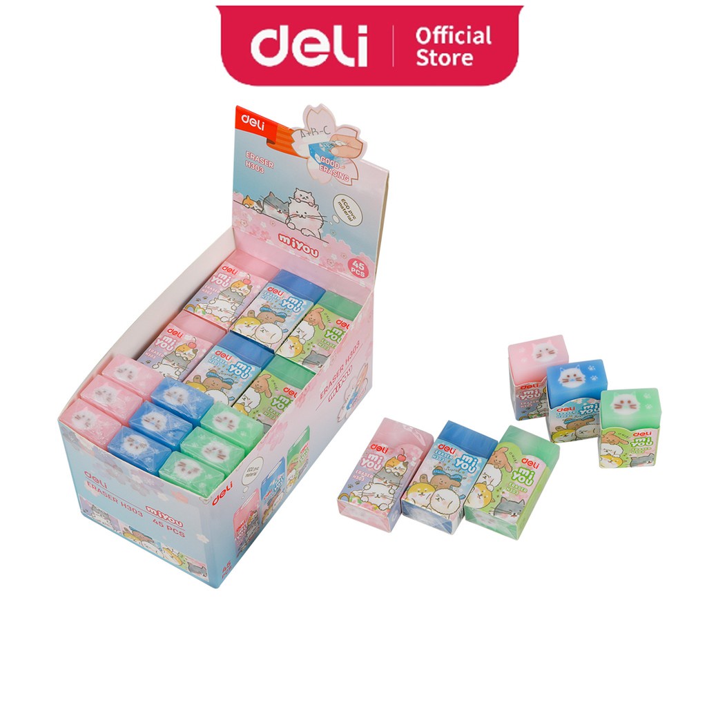 Gôm tẩy Deli MiYou H303/H304 - Mẫu mới, giao màu ngẫu nhiên