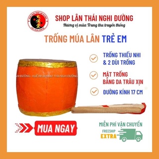 Trống cho bé chơi múa lân, làm đồ chơi vận động cho bé, mặt trống bằng da trâu, trọng lượng nhẹ, tặng kèm 2 đùi trống