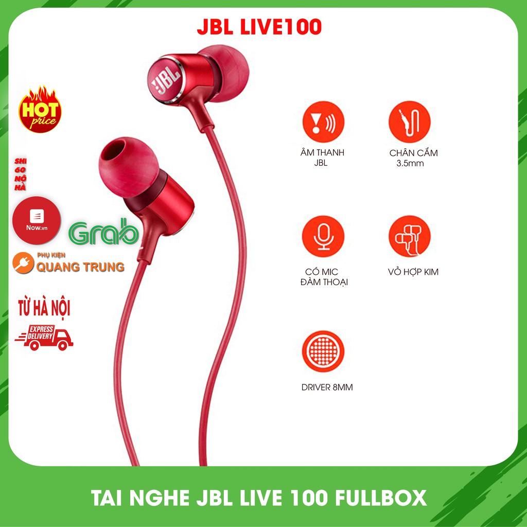 Tai nghe JBL live100 chính hãng, có mic đàm thoại, âm thanh cực hay, bass mạnh