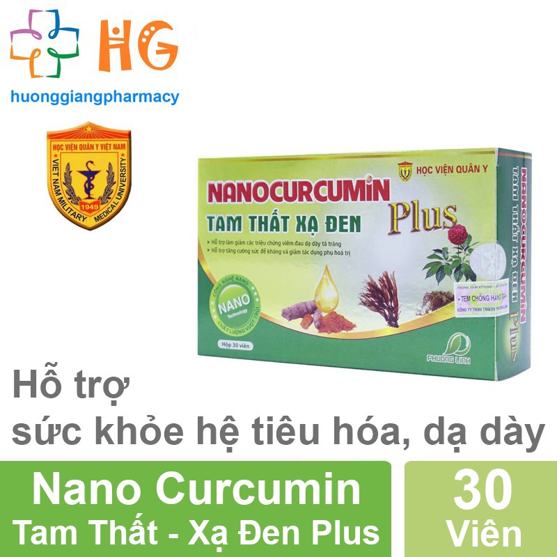 Nano Curcumin Tam Thất Xạ Đen Plus - Học Viện Quân Y (Hộp 30 viên)