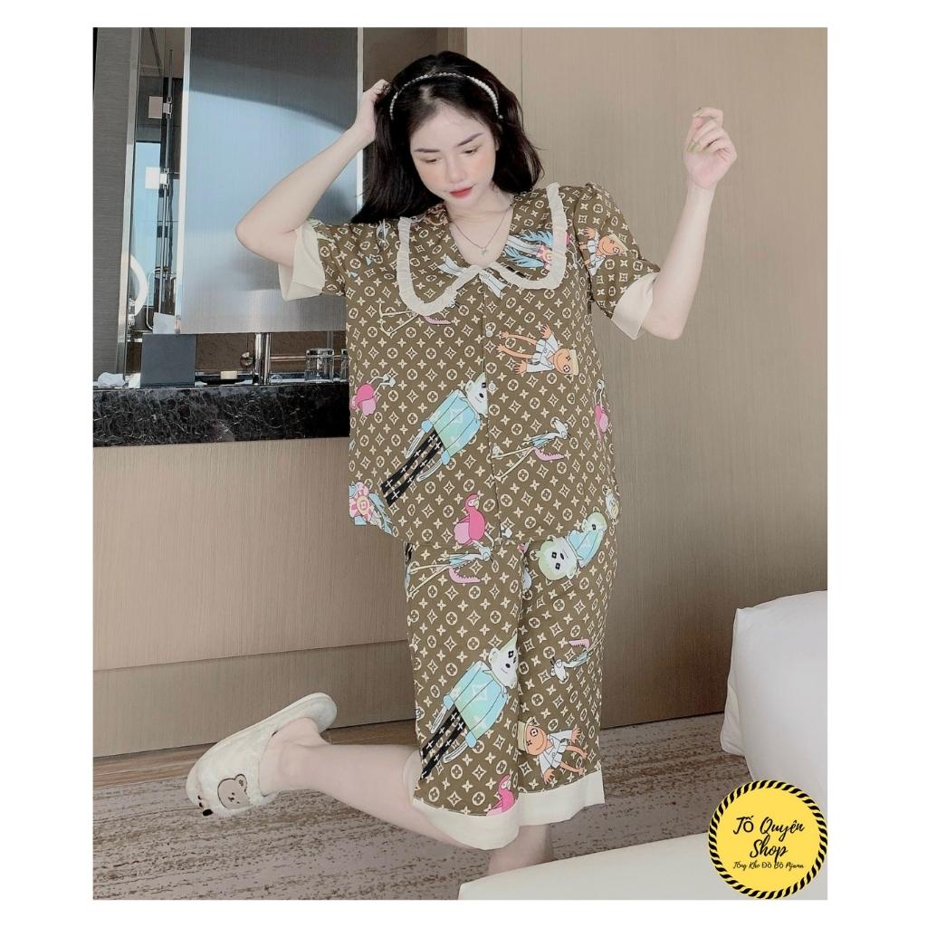 Bộ Pijama Lụa Ngố 🔥FREESHIP🔥 Bộ Ngủ Lụa Satin Họa Tiết In Nổi Bật Hồng Đậm - Xanh Dương BN13.2