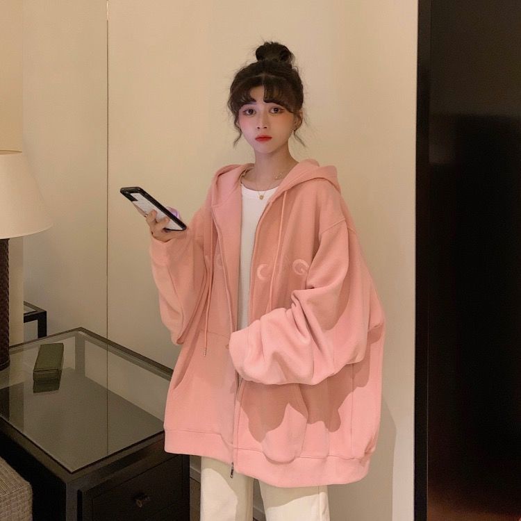 【Yuki】Áo khoác kéo khóa có mũ nhiều màu siêu yêu