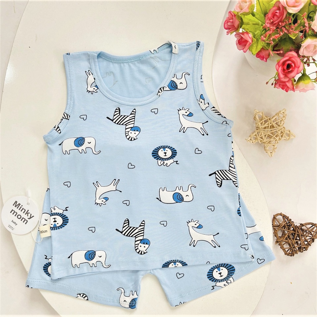 Bộ ba lỗ sát nách thun lạnh MINKY MOM cho bé trai &amp; gái chuẩn loại một