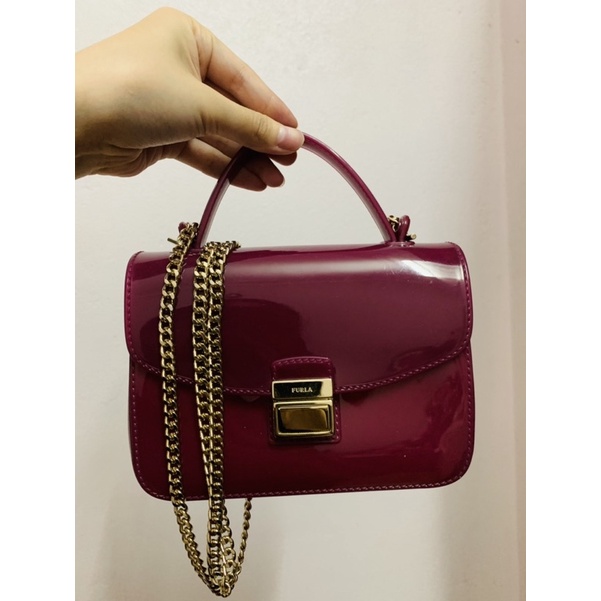 (HÀNG CHUẨN AUTH 100% )THANH LÝ TÚI FURLA CANDY MINI MÀU HỒNG LAMPONE