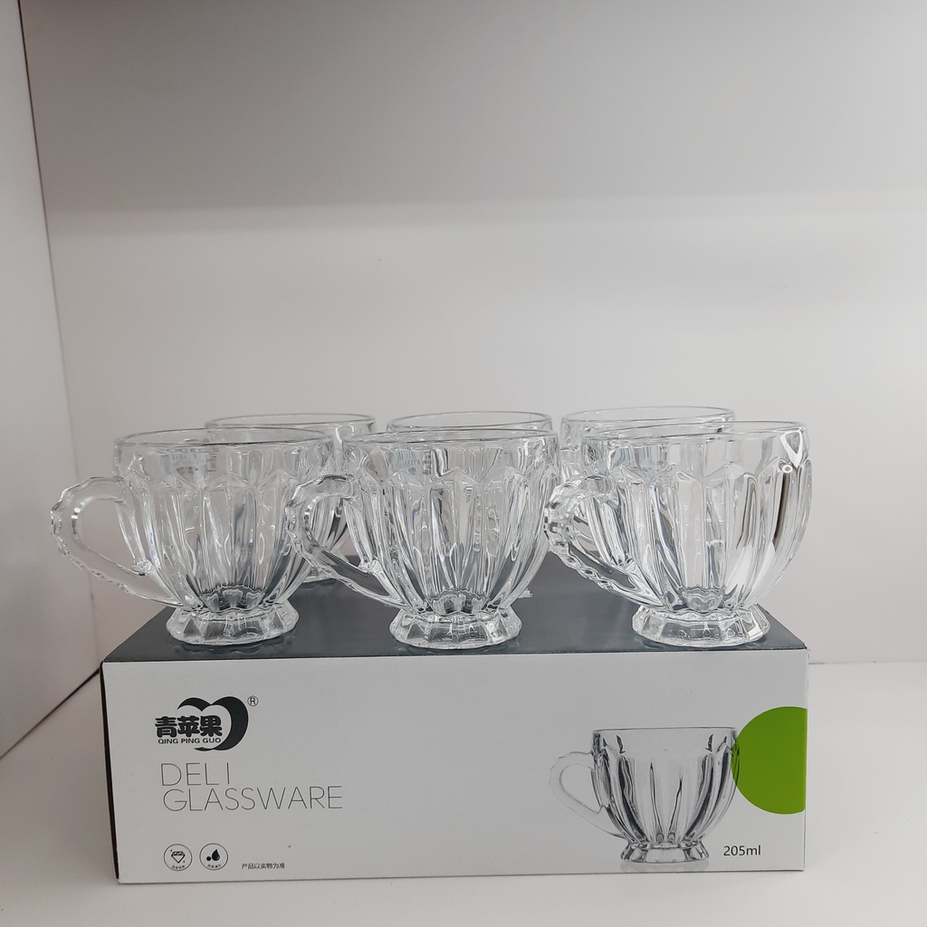 Bộ 6 chiếc cốc thủy tinh dày dặn, sang trọng, tinh tế, dung tích 195ml
