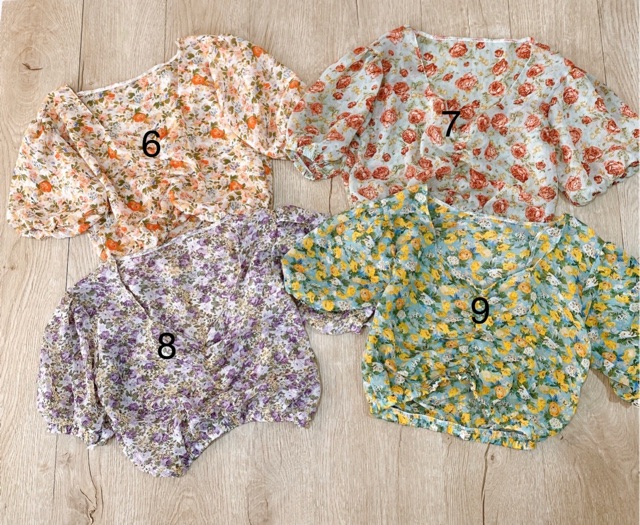 [ Mã WASTAPR giảm 10K đơn 50K] ÁO VOAN HOA CROPTOP ( màu thật trải sàn) | BigBuy360 - bigbuy360.vn