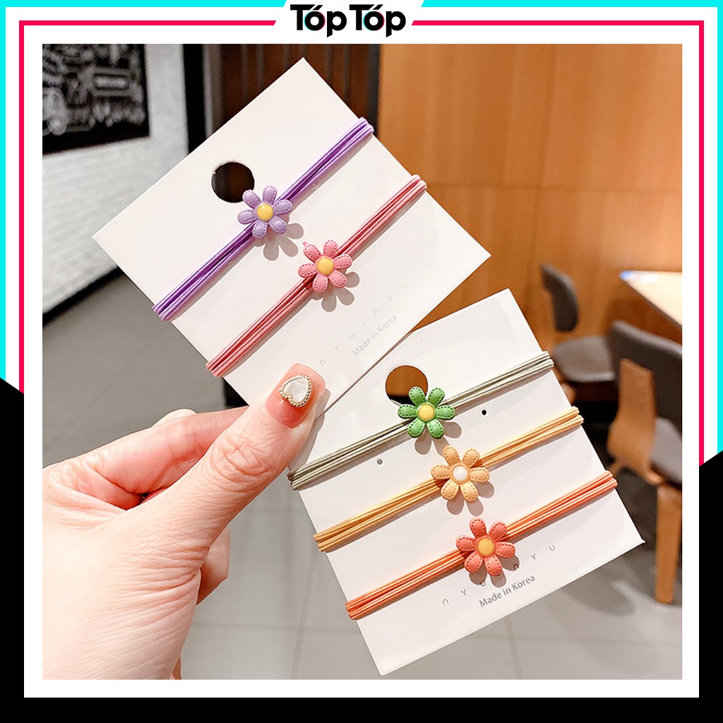 Dây buộc tóc hoa cúc nhí Hàn Quốc, dây chun đôi cực bền co giãn thoải mái đủ màu sắc