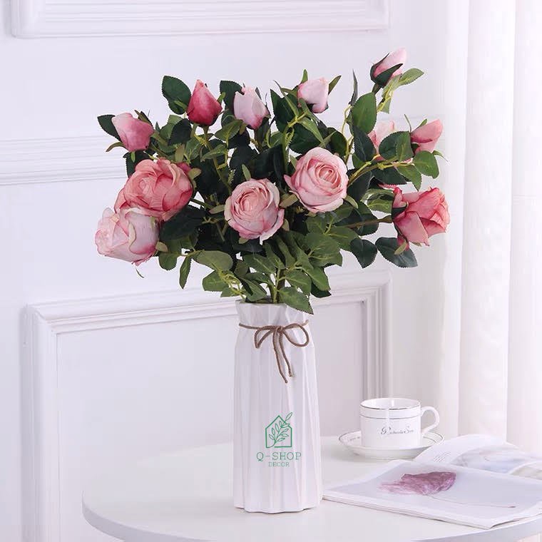 Lọ hoa decor trang trí nội thất bằng gốm Qhouse , bình cắm hoa trang trí để bàn làm việc origami