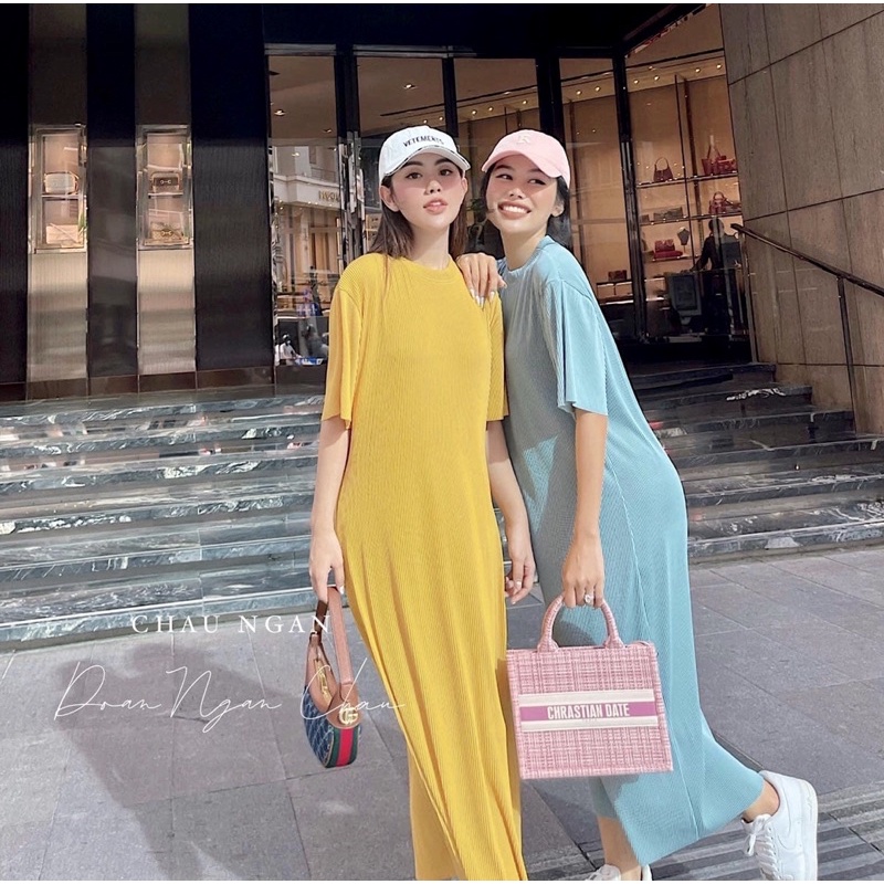Đầm Maxi dập ly dáng suông hàng đẹp chất mềm co giãn⚡️6 màu ảnh thật | WebRaoVat - webraovat.net.vn