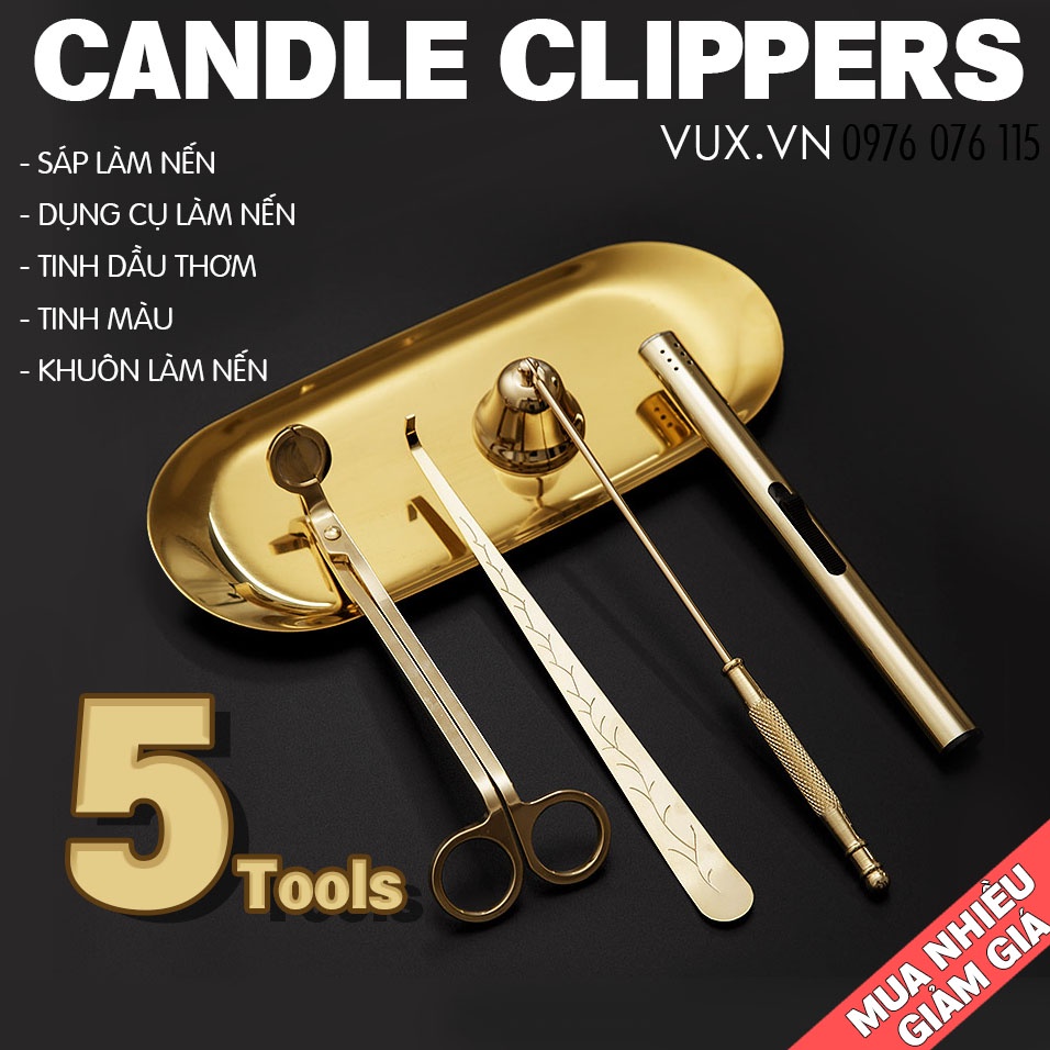 Bộ 5 Món Dụng Cụ Chăm Sóc Nến Thơm Candle Clippers - Dụng Cụ, Nguyên Liệu Làm Nến Thơm Handmade