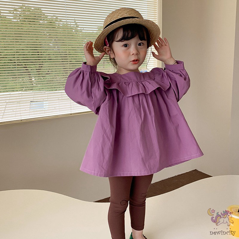 Áo Sơ Mi Cotton Cổ Vuông Dài Tay Thời Trang Hàn Quốc Dành Cho Bé Gái