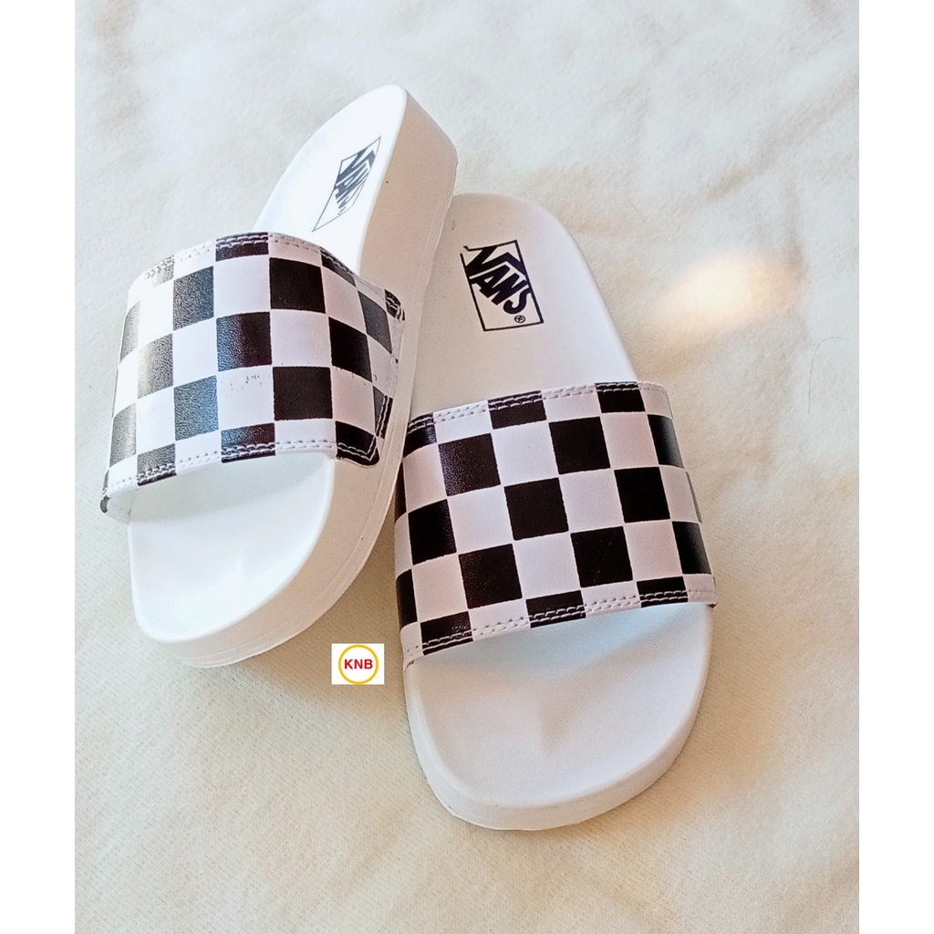 Dép unisex 𝐌𝐋𝐁 𝐕𝐀𝐍𝐒 caro ❤️FREESHIP + Hộp❤️ dép quai ngang thể thao nam nữ caro đen full hộp thẻ, hàng sẵn