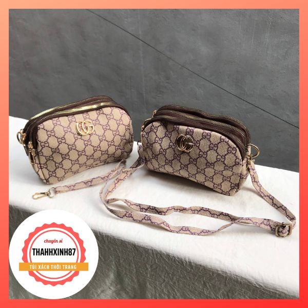 Túi gc đeo chéo cầm tay 3 ngăn khóa đồng