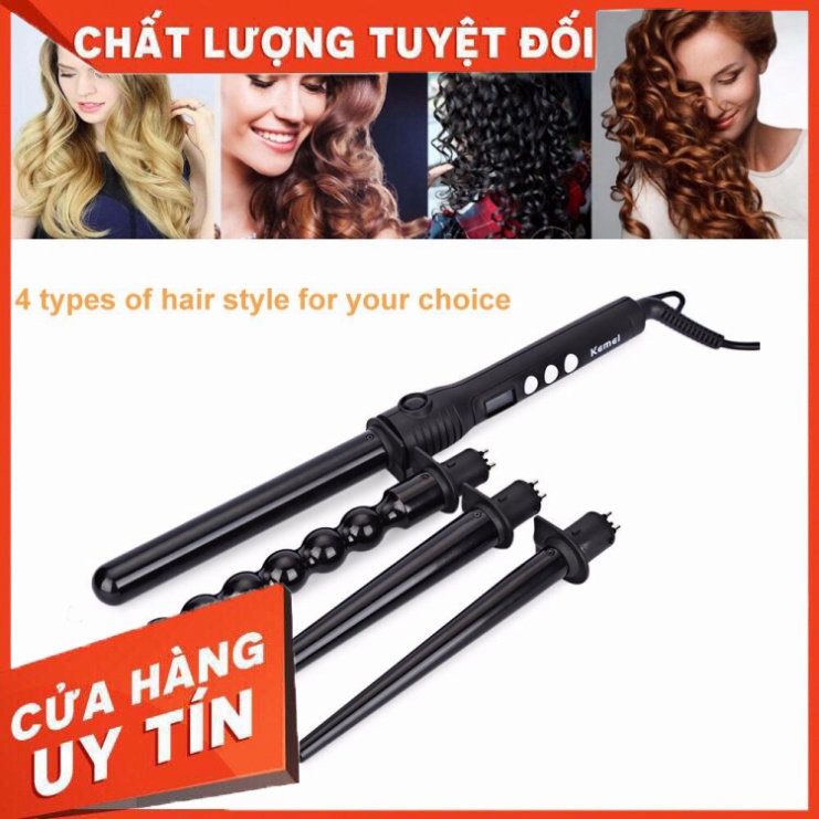 Máy Uốn Tóc Đa Năng 4 in 1 Kemei 4083 Chỉnh Nhiệt Màn Hình LCD