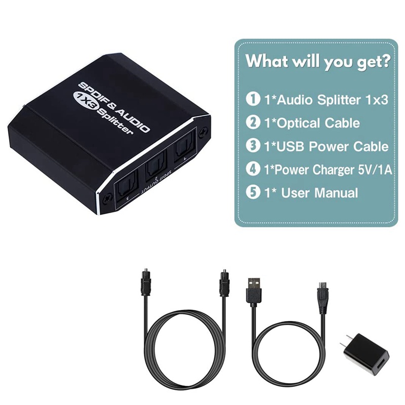 Bộ chia âm thanh quang học 1X3 bằng hợp kim nhôm 3 đầu ra chuyên dụng chất lượng cao