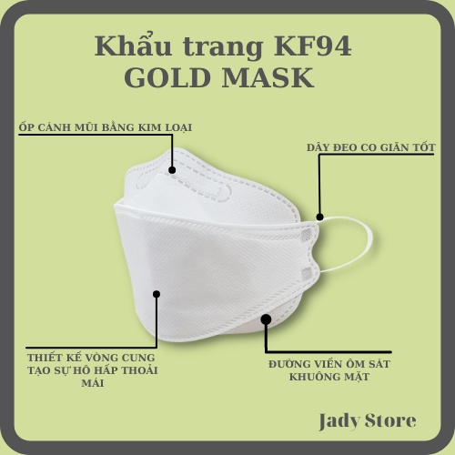 Khẩu trang KF94 GOLD MASK 4D Hàn Quốc, Kháng khuẩn, 1 túi/10 cái, Chính hãng