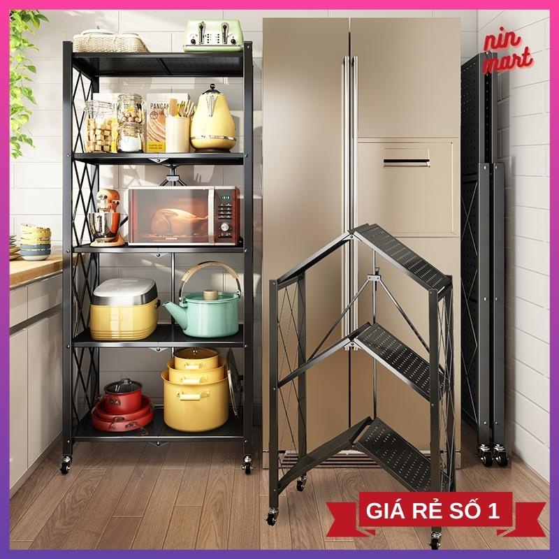 Kệ bếp đa năng gấp gọn Kệ gấp gọn thông minh 5 tầng chắc chắn thép chống rỉ