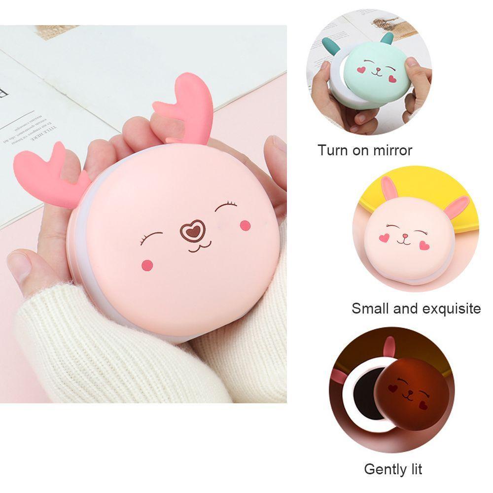 JUNE Gương Trang Điểm Mini Đa Năng Có Đèn LED Tiện Lợi