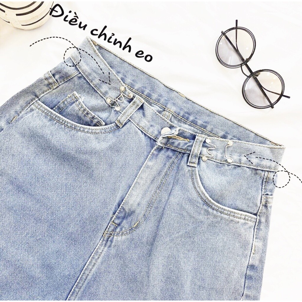 Quần Jean Ống Rộng GÀI EO XANH BẠC Ulzzang Unisex 1hitshop | BigBuy360 - bigbuy360.vn