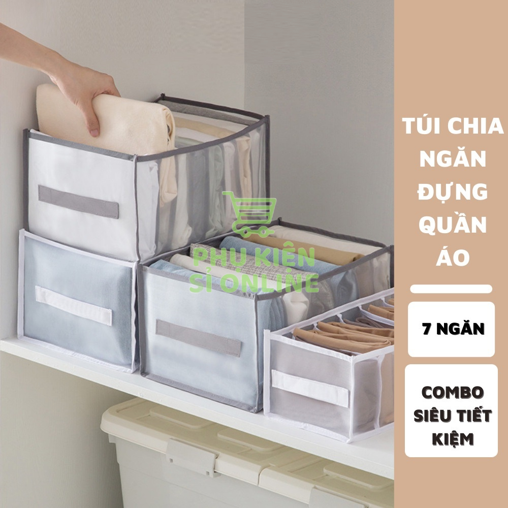 Hộp vải đựng quần áo chia nhiều ngăn, khay vải lưới đựng đồ lót, vớ tiện dụng (38 x 25 x 20) Store4girls