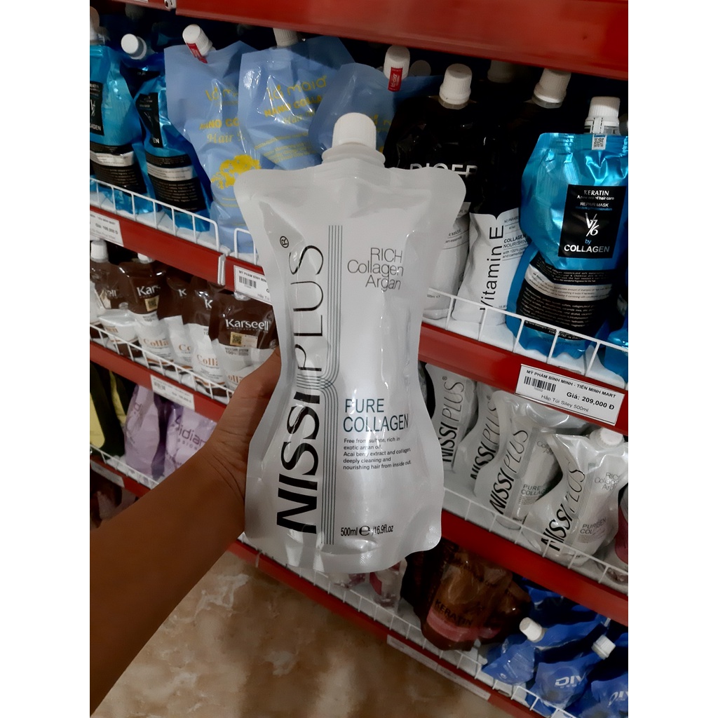 [ Siley Chính Hãng ]  Hấp phục hồi tóc collagen Nissiplus 500ml