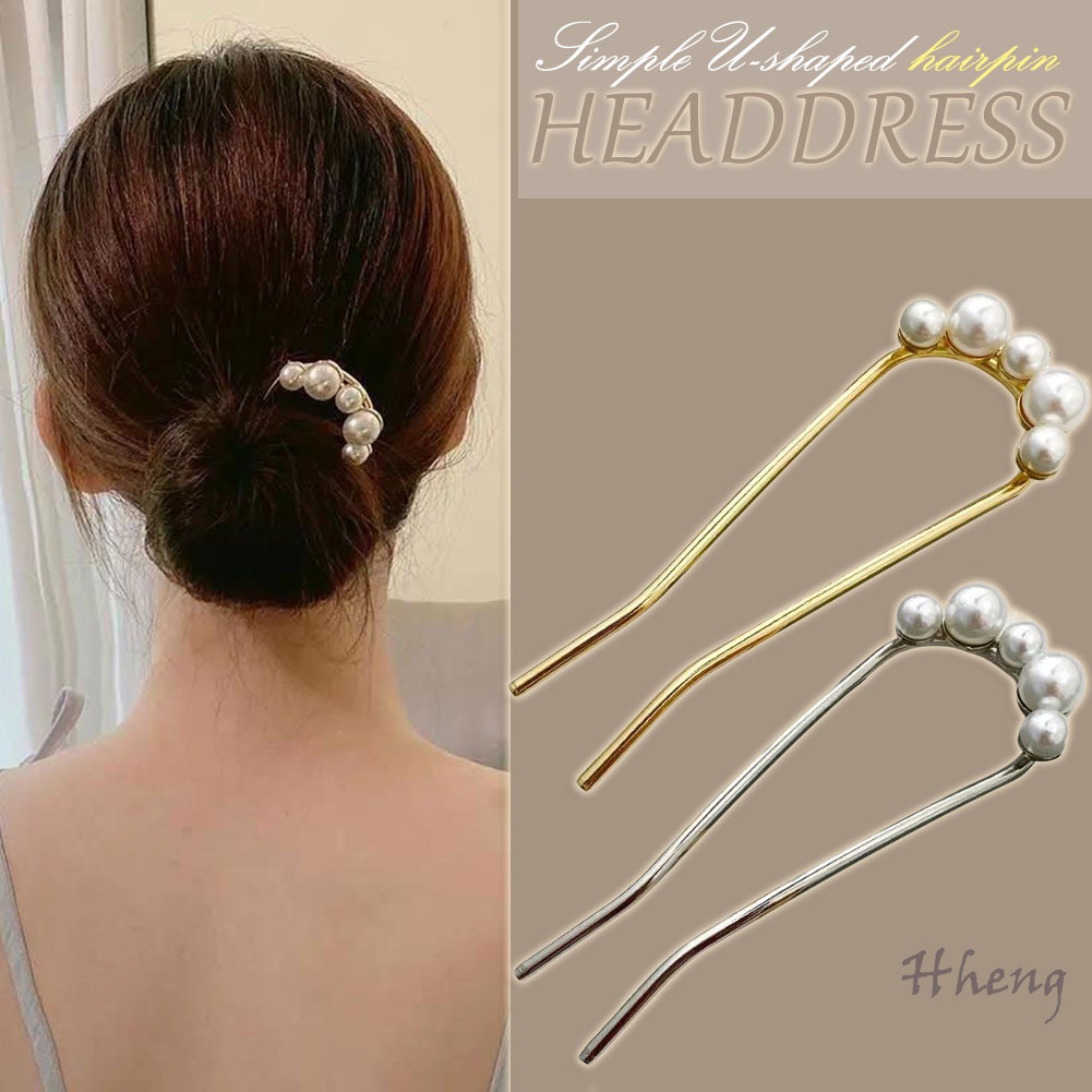 Trâm Cài Tóc Chữ U Bằng Kim Loại Đính Ngọc Trai Kiểu Pháp Cho Nữ