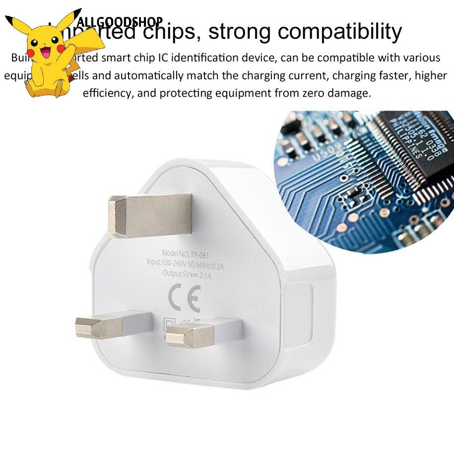 111all} UK Mains Wall 3 Pin Plug Adaptor Charger Power With USB Ports For Phones