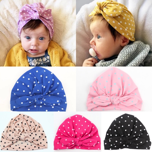 Mũ turban chấm bi
