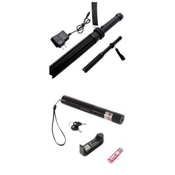 giá sỉ đèn pin siêu sáng tự vệ cầm tay dài 46 c.m và đèn laze 303
