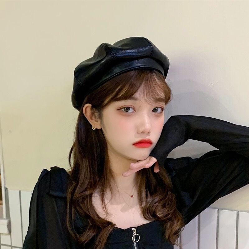 Mũ nồi da PU thời trang phong cách Hàn Quốc dành cho nữ