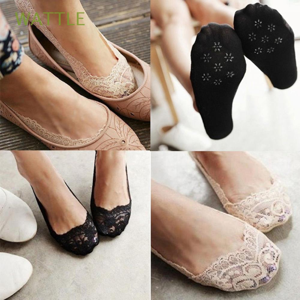 Women Ladies Lace Cotton peds Low Cut Socks