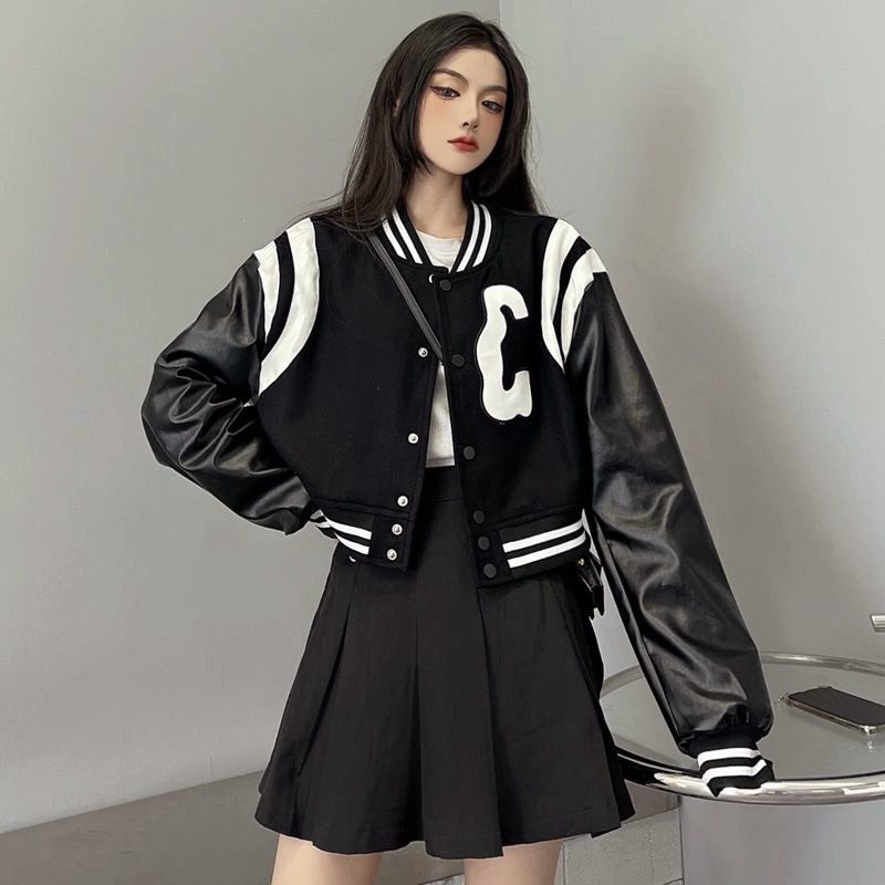 ÁO KHOÁC DA BONG CHÀY DÁNG CROPTOP