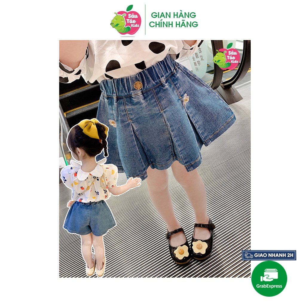 Quần short bò giả váy bé gái phong cách Hàn Quốc 9 - 20kg - SÂU TÁO KIDS