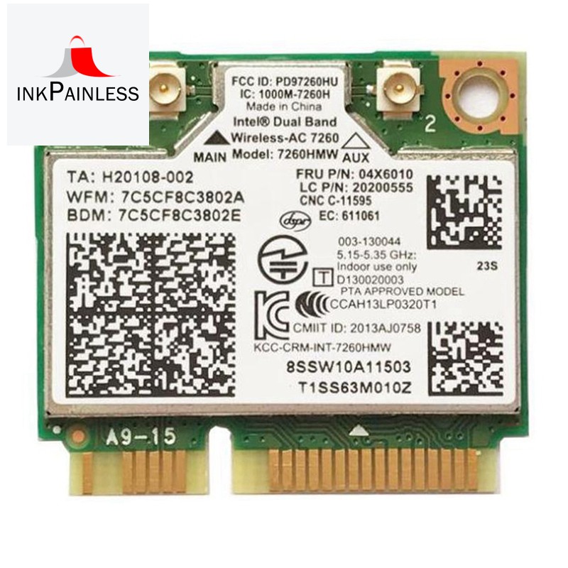 Card Không Dây Cho Intel 7260hmw 7260ac 867m Dual Band 5g Bt4.0 Cho 04x6090 04x6010