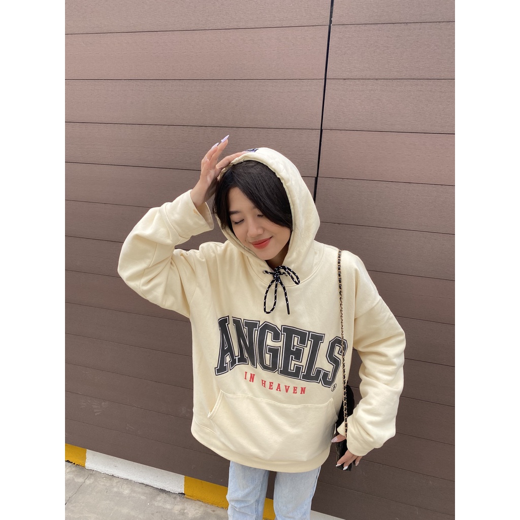 Áo Khoác Hoodie AngelLand ANGELS IN HEAVEN Màu KEM Chính hãng Nỉ Bông [AIC]