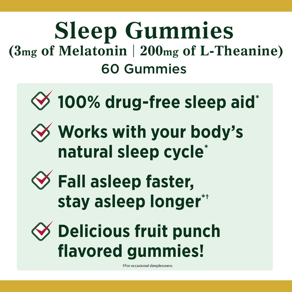 Kẹo dẻo Sleep Gummies Nature’s Bounty hỗ trợ giấc ngủ 3mg 60 viên Date xa