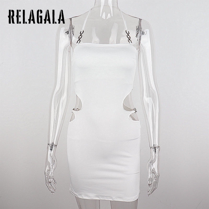 Relagala Đầm Dây Hở Lưng Trang Trí Dành Cho Nữ