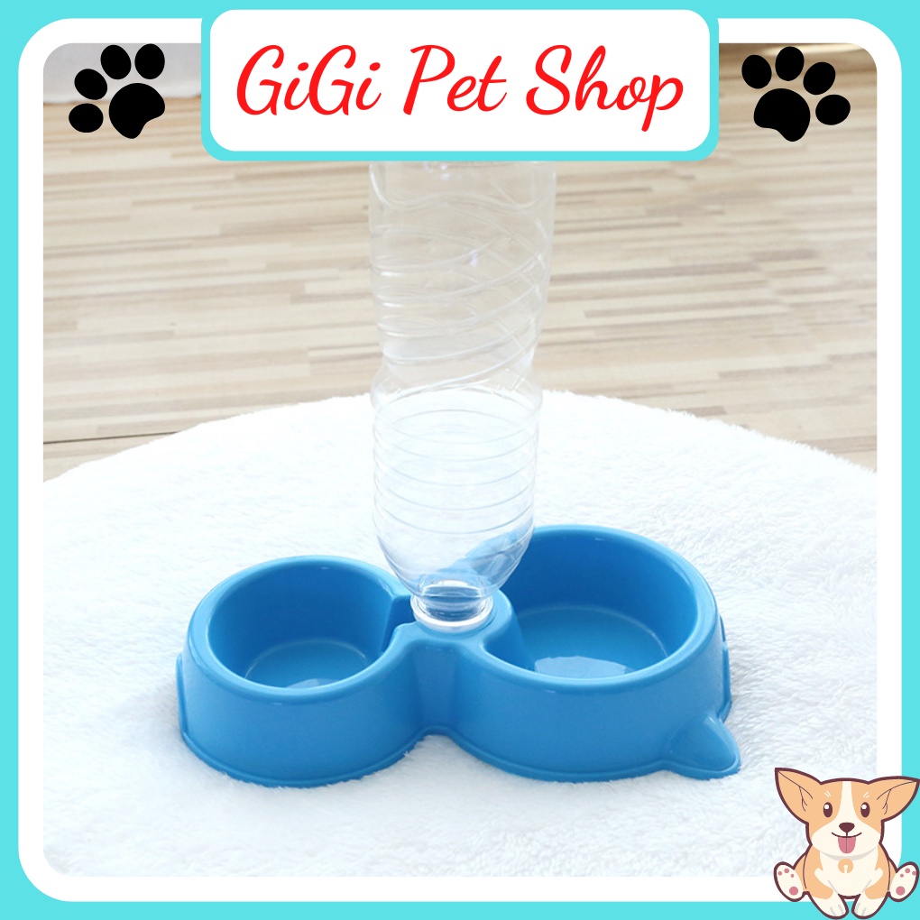 Chén bát đôi khay đựng thức ăn nước uống hình tai mèo cho thú cưng chó  - GiGi Pet Shop
