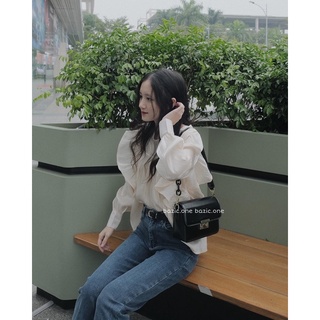 Áo sơ mi lụa cánh tiên, sơ mi lụa tay bồng Bazic one