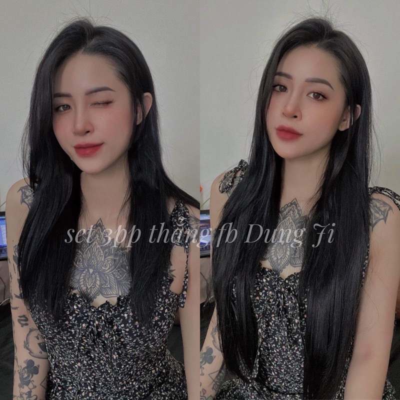 tóc giả kẹp set 3pp phím tép thẳng